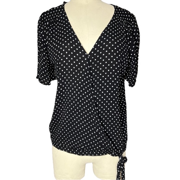 Pink Republic Side Knot Wrap Polka Dot Top size L - Picture 9 of 16